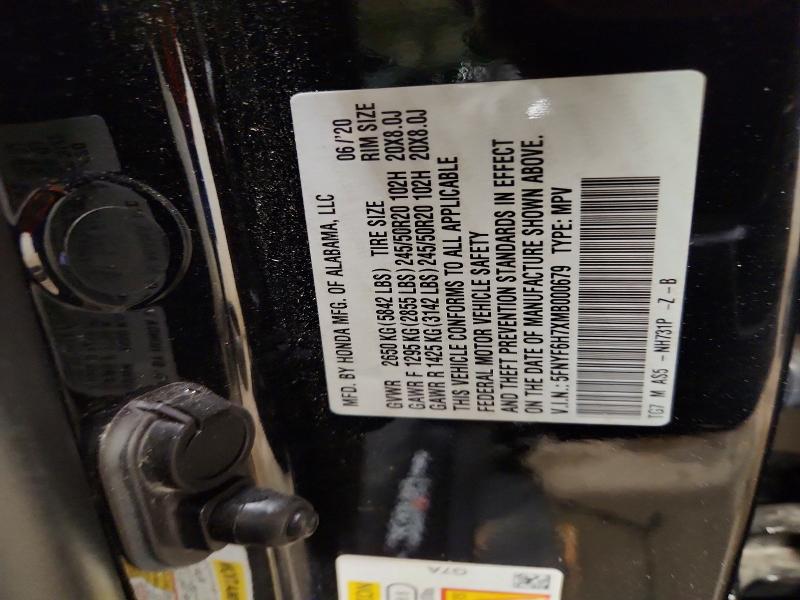 2021 Honda Pilot მანქანა იყიდება აუქციონზე, vin: 5FNYF6H7XMB000679, აუქციონის ნომერი: 67418816
