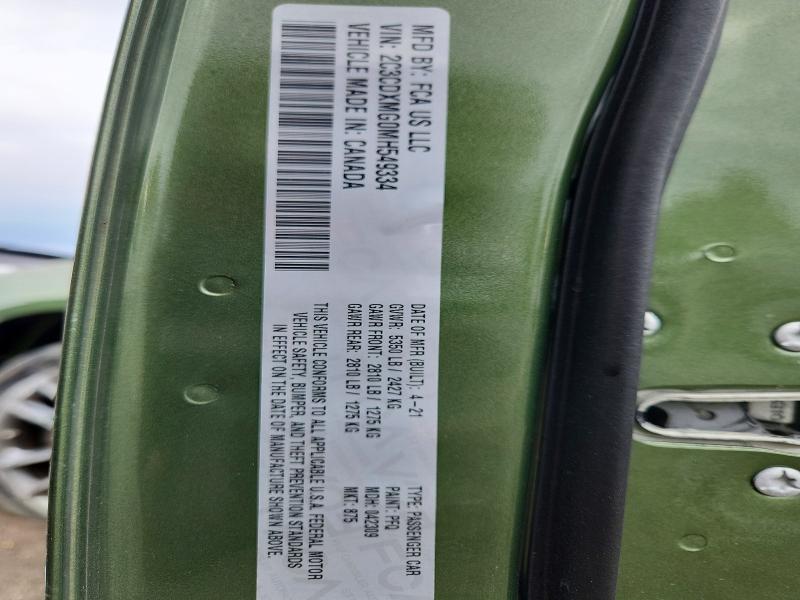 68094126 :رقم المزاد ، 2C3CDXMG0MH549334 vin ، 2021 Dodge Charger مزاد بيع