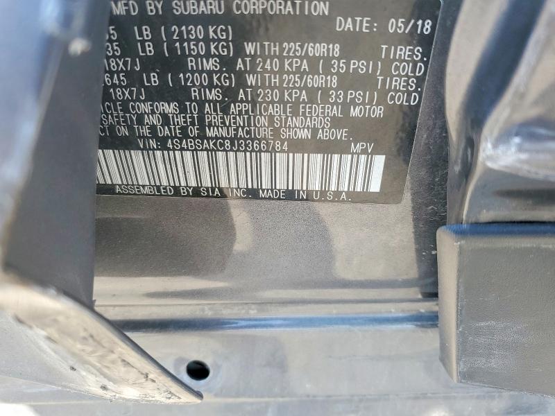 Продаж на аукціоні авто 2018 Subaru Outback, vin: 4S4BSAKC8J3366784, номер лоту: 69340706