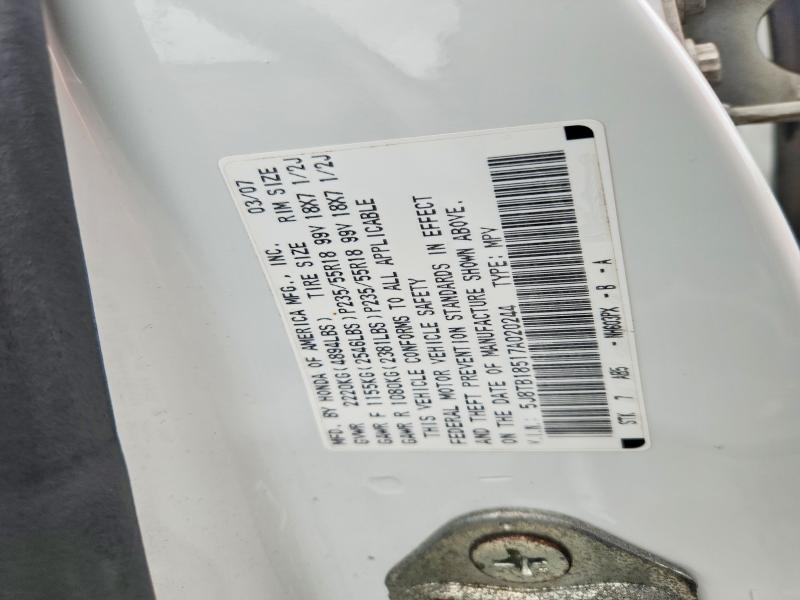 69906906 :رقم المزاد ، 5J8TB18517A020244 vin ، 2007 Acura Rdx مزاد بيع