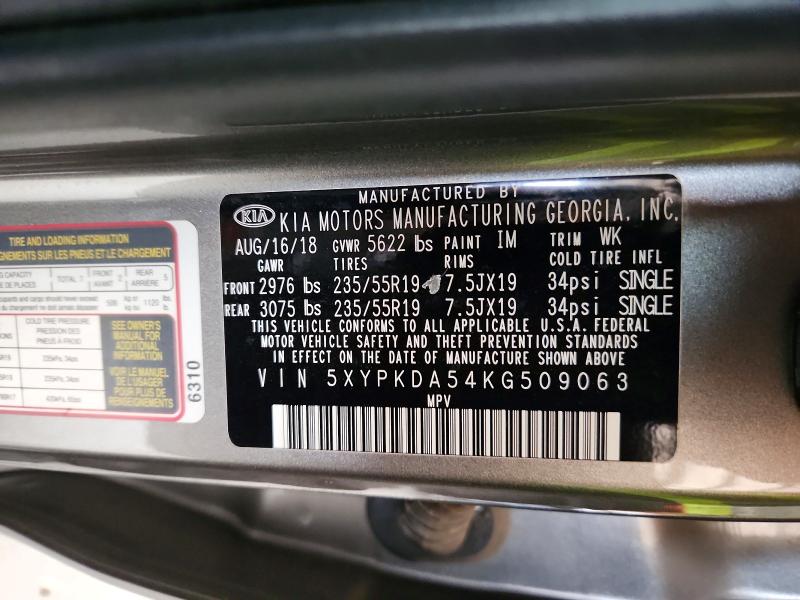 Aukcja sprzedaży 2019 Kia Sorento, vin: 5XYPKDA54KG509063, numer aukcji: 70518596