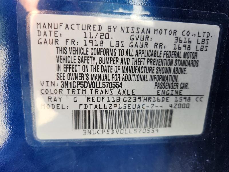 Aukcja sprzedaży 2020 Nissan Kicks, vin: 3N1CP5DV0LL570554, numer aukcji: 70676686