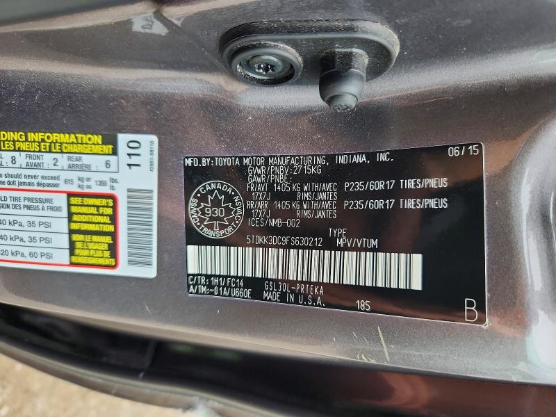 Продажа на аукционе авто 2015 Toyota Sienna, vin: 5TDKK3DC9FS630212, номер лота: 66090856