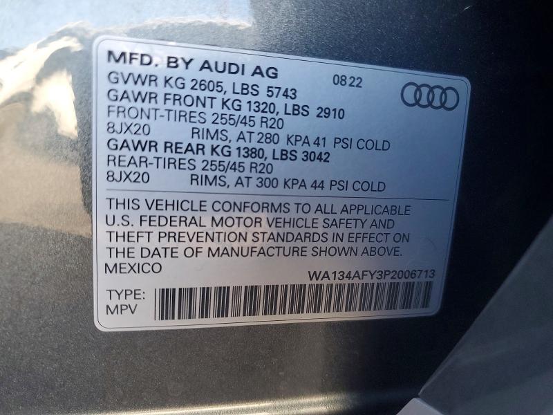 Продаж на аукціоні авто 2023 Audi Sq5, vin: WA134AFY3P2006713, номер лоту: 69760886
