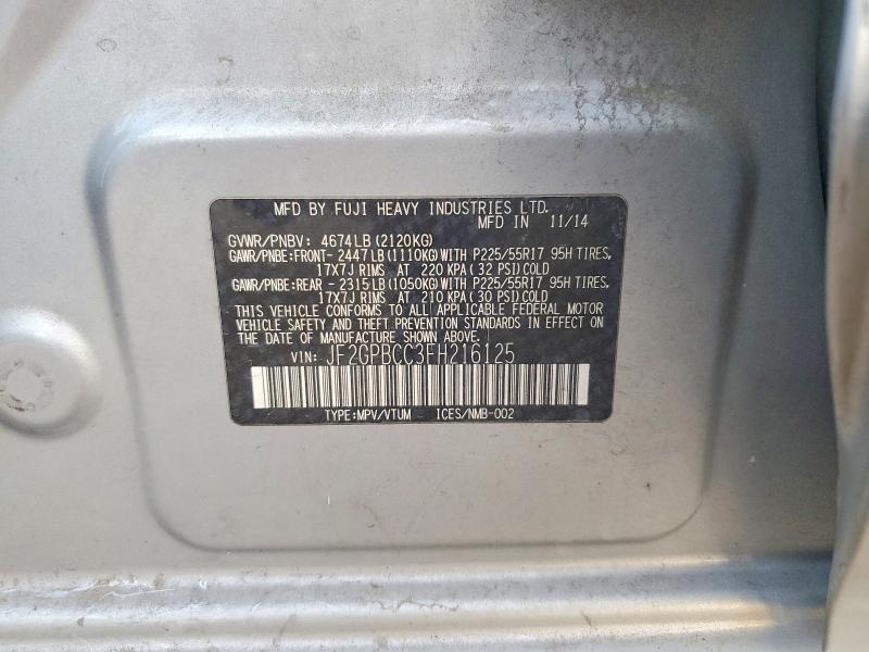 Aukcja sprzedaży 2015 Subaru Xv Crosstrek, vin: JF2GPBCC3FH216125, numer aukcji: 68716056
