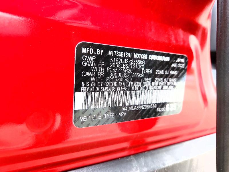 Aukcja sprzedaży 2022 Mitsubishi Outlander, vin: JA4J4UA88NZ066510, numer aukcji: 69941526