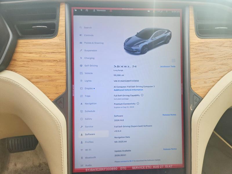 Продажа на аукционе авто 2019 Tesla Model S, vin: 5YJSA1E28KF333850, номер лота: 66093866