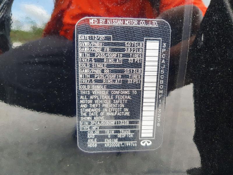 Aukcja sprzedaży 2021 Infiniti Qx50, vin: 3PCAJ5CB0MF113238, numer aukcji: 67537016