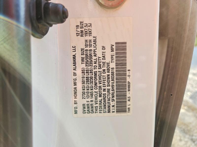 68614256 :رقم المزاد ، 5FNRL6H91LB038816 vin ، 2020 Honda Odyssey مزاد بيع