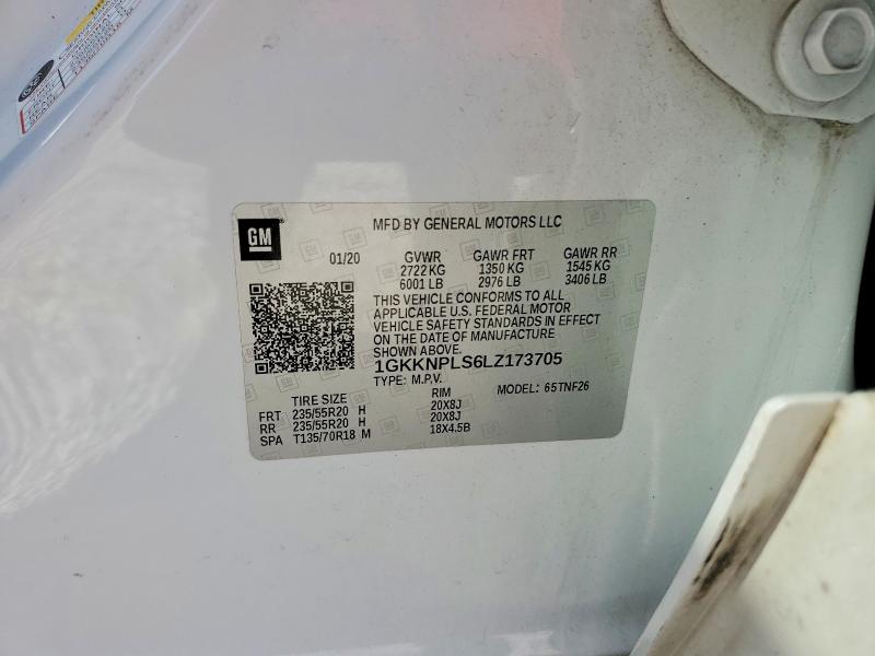 70634966 :رقم المزاد ، 1GKKNPLS6LZ173705 vin ، 2020 Gmc Acadia مزاد بيع