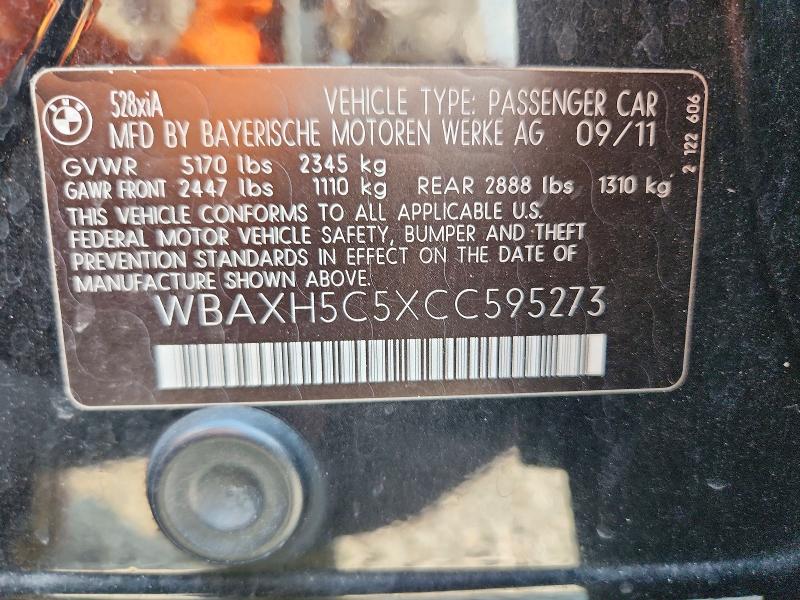 Aukcja sprzedaży 2012 Bmw 528, vin: WBAXH5C5XCC595273, numer aukcji: 67463016