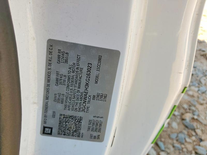2019 Chevrolet Silverado მანქანა იყიდება აუქციონზე, vin: 3GCNWAEH3KG163023, აუქციონის ნომერი: 67061376