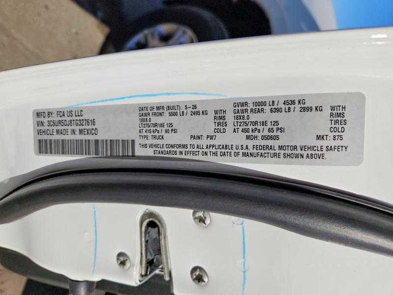 67506546 :رقم المزاد ، 3C6UR5DJ8TG327616 vin ، 2026 Ram 2500 مزاد بيع