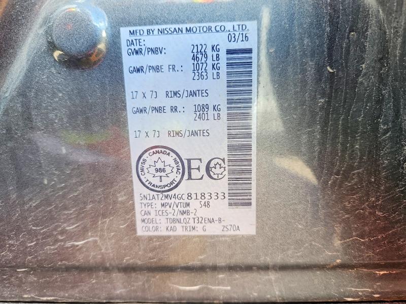 Продажа на аукционе авто 2016 Nissan Rogue, vin: 5N1AT2MV4GC818333, номер лота: 68798326