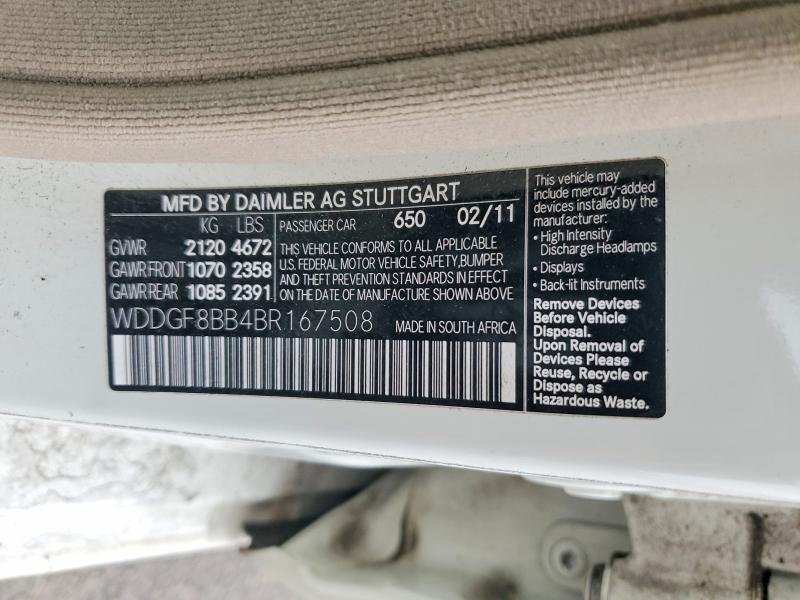 2011 Mercedes-benz C მანქანა იყიდება აუქციონზე, vin: WDDGF8BB4BR167508, აუქციონის ნომერი: 70213256