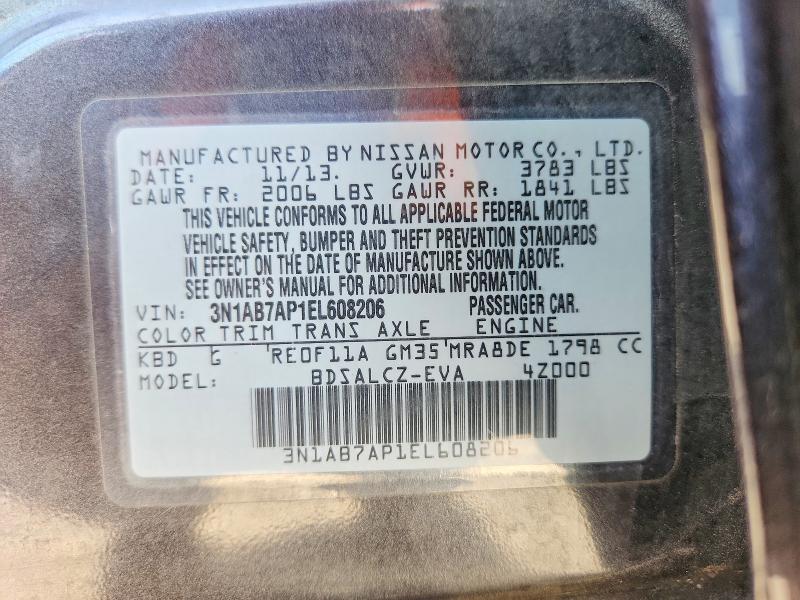 Продажа на аукционе авто 2014 Nissan Sentra, vin: 3N1AB7AP1EL608206, номер лота: 71055146