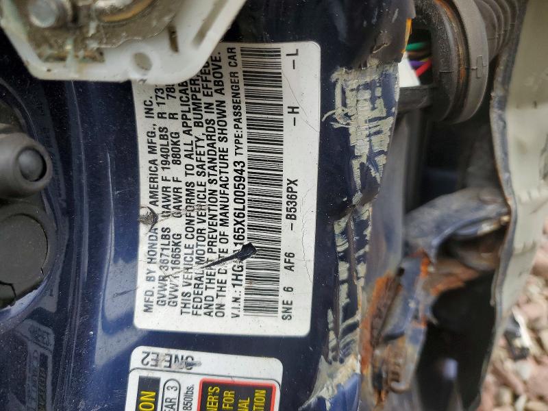 Aukcja sprzedaży 2006 Honda Civic, vin: 1HGFA165X6L005943, numer aukcji: 69407726