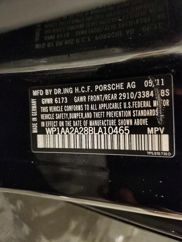 Продаж на аукціоні авто 2011 Porsche Cayenne, vin: WP1AA2A28BLA10465, номер лоту: 68496446