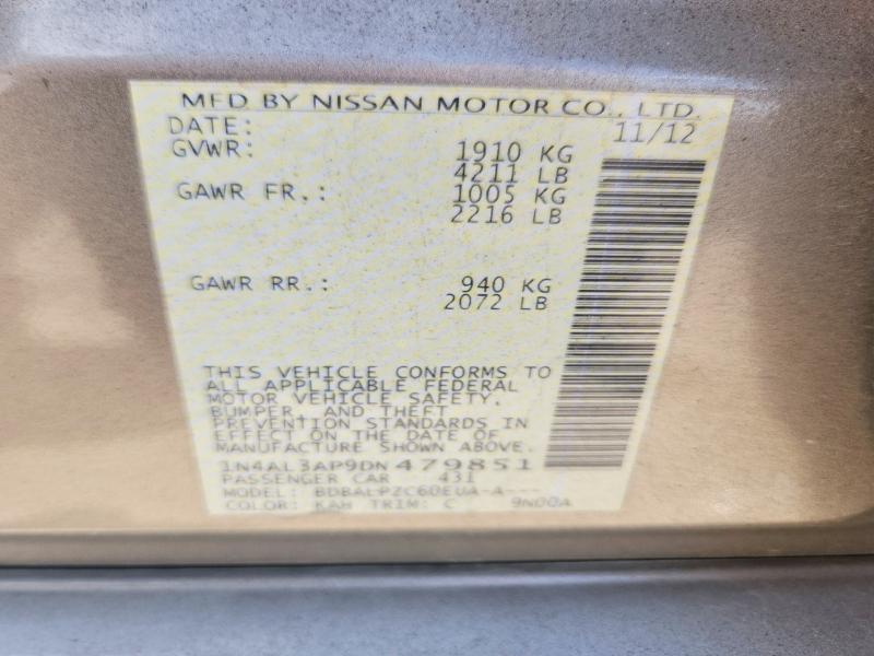 Продажа на аукционе авто 2013 Nissan Altima, vin: 1N4AL3AP9DN479851, номер лота: 67346796