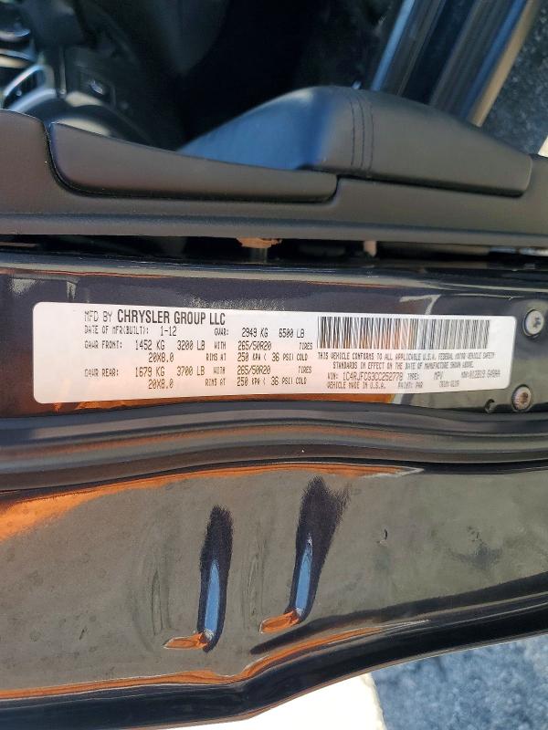 Продаж на аукціоні авто 2012 Jeep Grand Cherokee, vin: 1C4RJFCG3CC252778, номер лоту: 67923786