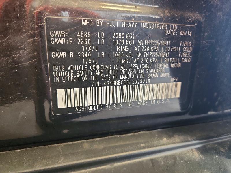 67607666 :رقم المزاد ، 4S4BRBCC6E3328248 vin ، 2014 Subaru Outback مزاد بيع