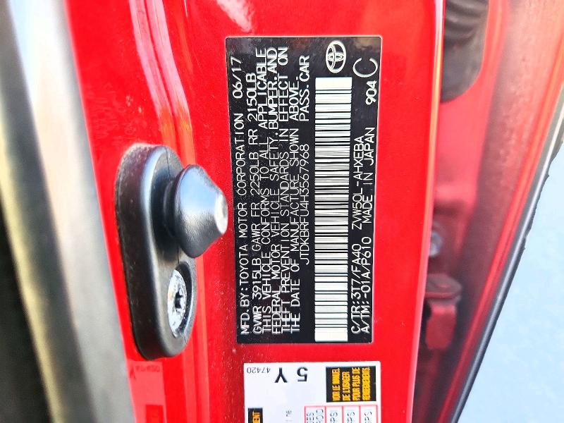 69185456 :رقم المزاد ، JTDKBRFU4H3567968 vin ، 2017 Toyota Prius مزاد بيع