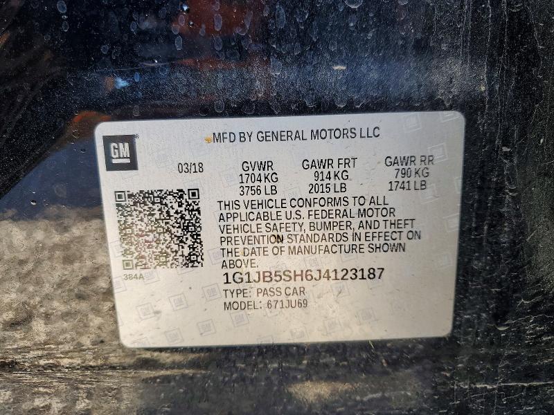 Продажа на аукционе авто 2018 Chevrolet Sonic, vin: 1G1JB5SH6J4123187, номер лота: 66746246