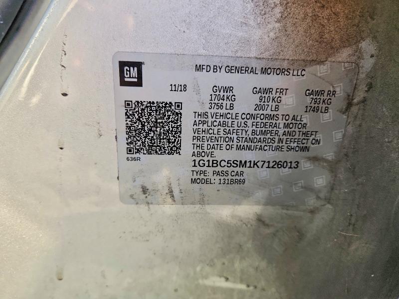 66769766 :رقم المزاد ، 1G1BC5SM1K7126013 vin ، 2019 Chevrolet Cruze مزاد بيع