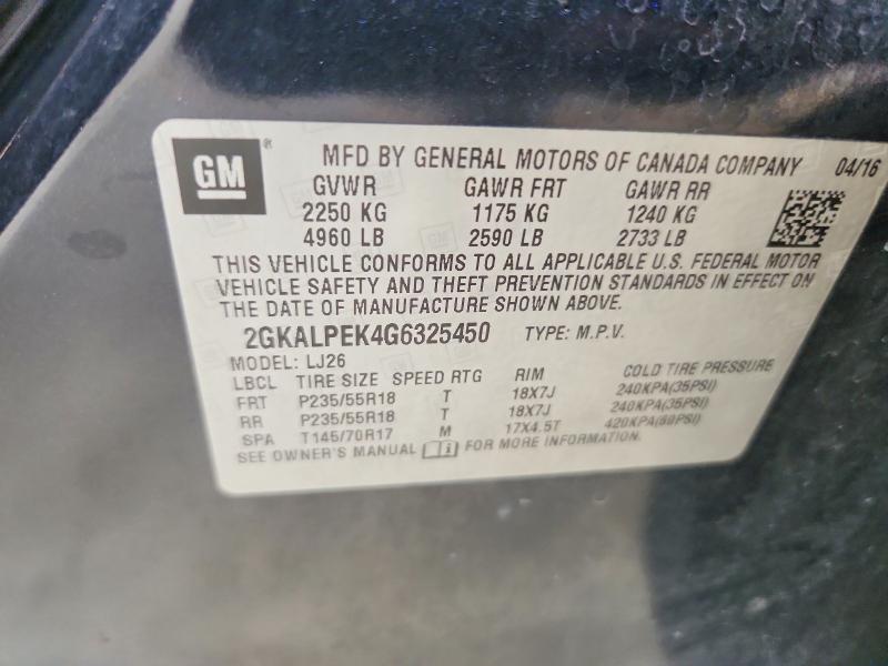 67748086 :رقم المزاد ، 2GKALPEK4G6325450 vin ، 2016 Gmc Terrain مزاد بيع