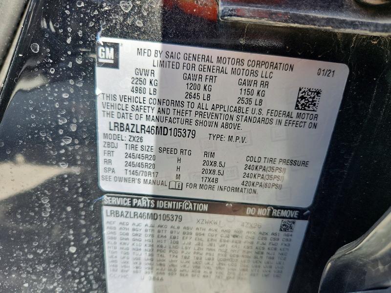 Aukcja sprzedaży 2021 Buick Envision, vin: LRBAZLR46MD105379, numer aukcji: 69057496