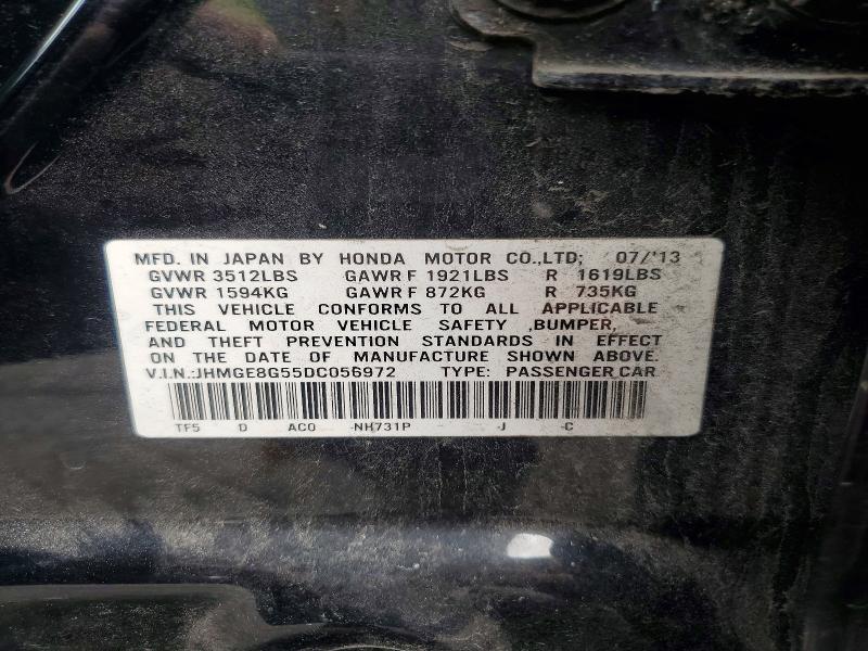70716516 :رقم المزاد ، JHMGE8G55DC056972 vin ، 2013 Honda Fit مزاد بيع