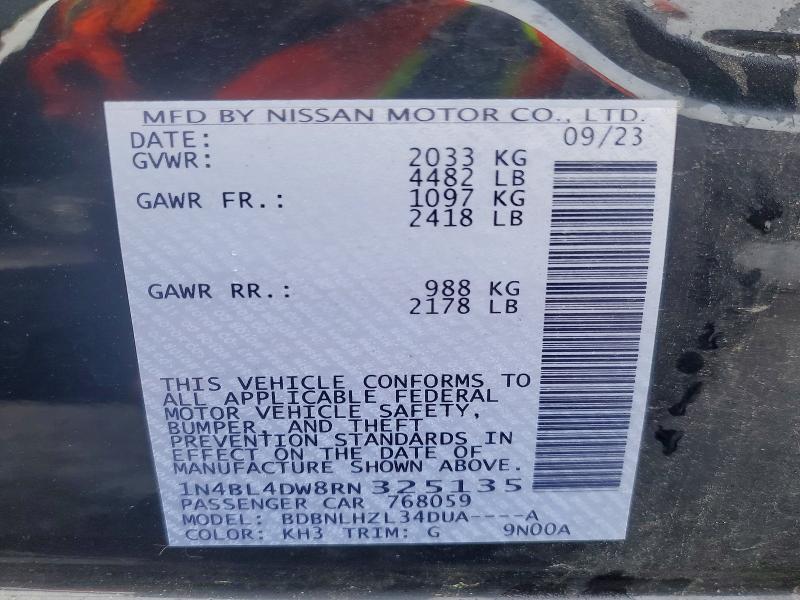 70164756 :رقم المزاد ، 1N4BL4DW8RN325135 vin ، 2024 Nissan Altima مزاد بيع