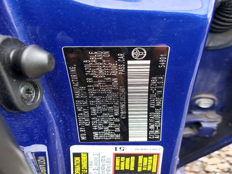 Aukcja sprzedaży 2018 Toyota Camry, vin: 4T1B11HK5JU575461, numer aukcji: 70185986