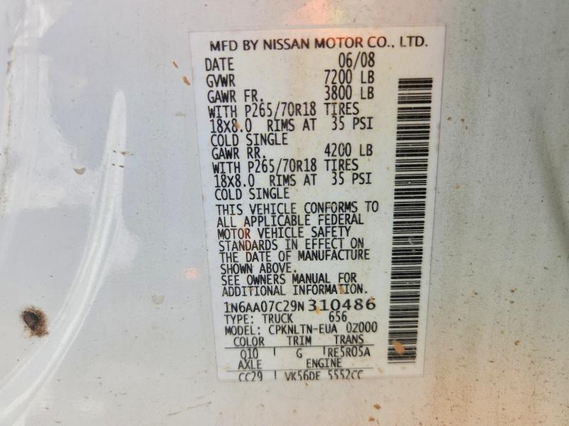 Aukcja sprzedaży 2009 Nissan Titan, vin: 1N6AA07C29N310486, numer aukcji: 70154906