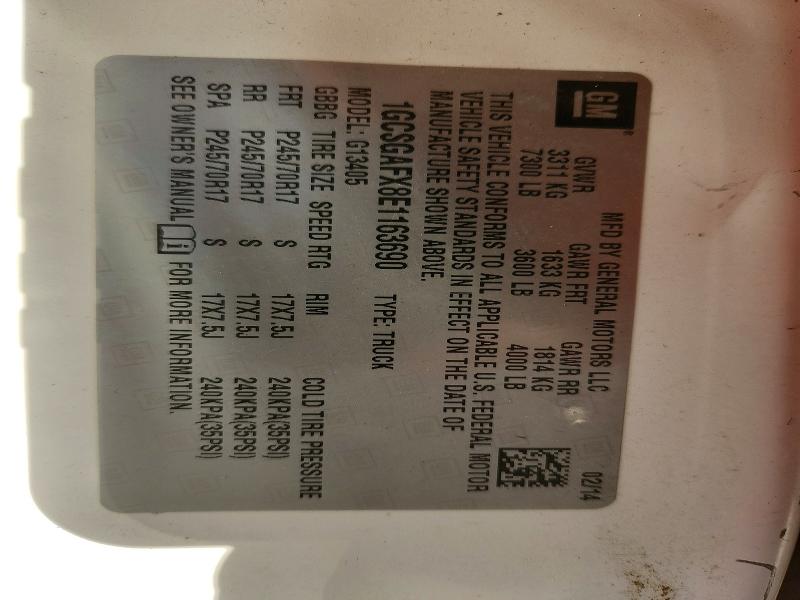 Aukcja sprzedaży 2014 Chevrolet Express G1500, vin: 1GCSGAFX8E1163690, numer aukcji: 68873806