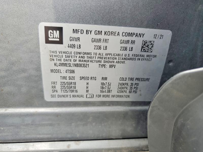 68198506 :رقم المزاد ، KL4MMESL1NB083521 vin ، 2022 Buick Encore Gx مزاد بيع