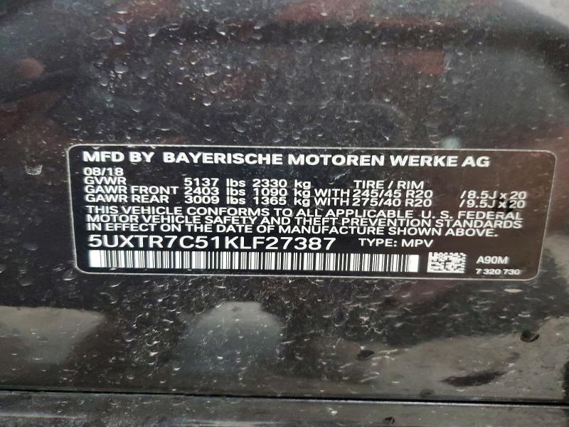 Продаж на аукціоні авто 2019 Bmw X3, vin: 5UXTR7C51KLF27387, номер лоту: 67520766