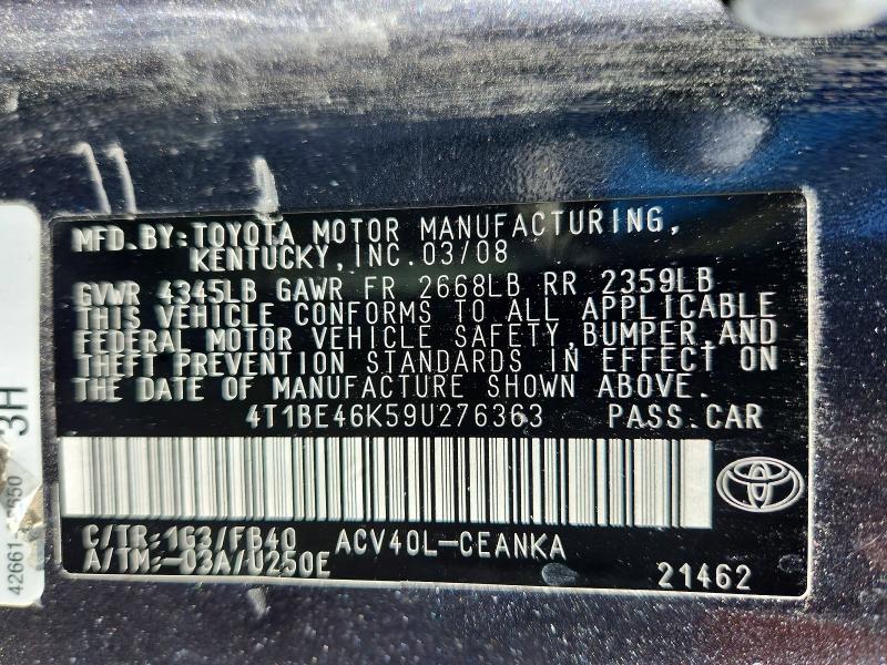Aukcja sprzedaży 2009 Toyota Camry, vin: 4T1BE46K59U276363, numer aukcji: 68174736