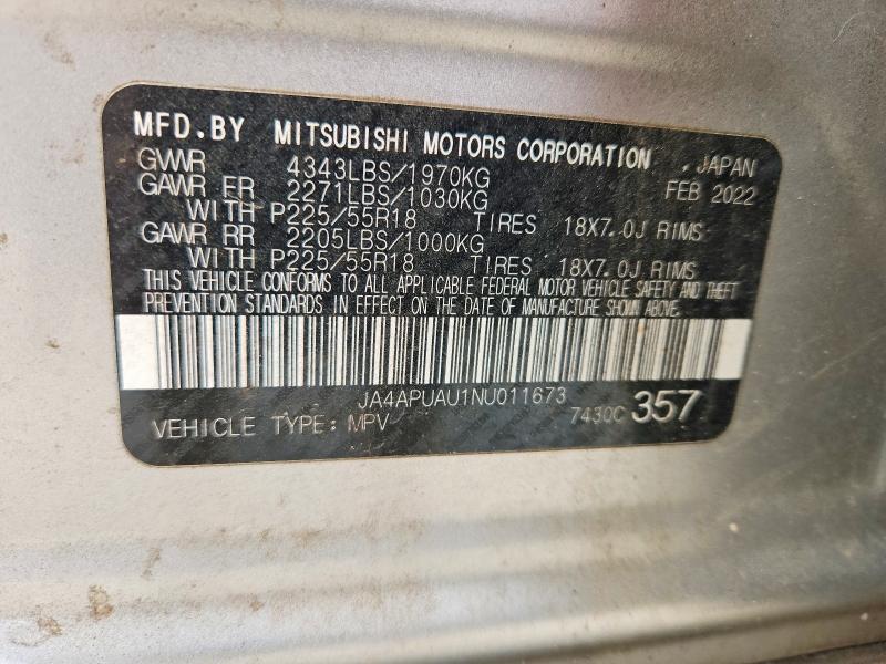 70408386 :رقم المزاد ، JA4APUAU1NU011673 vin ، 2022 Mitsubishi Outlander Sport مزاد بيع