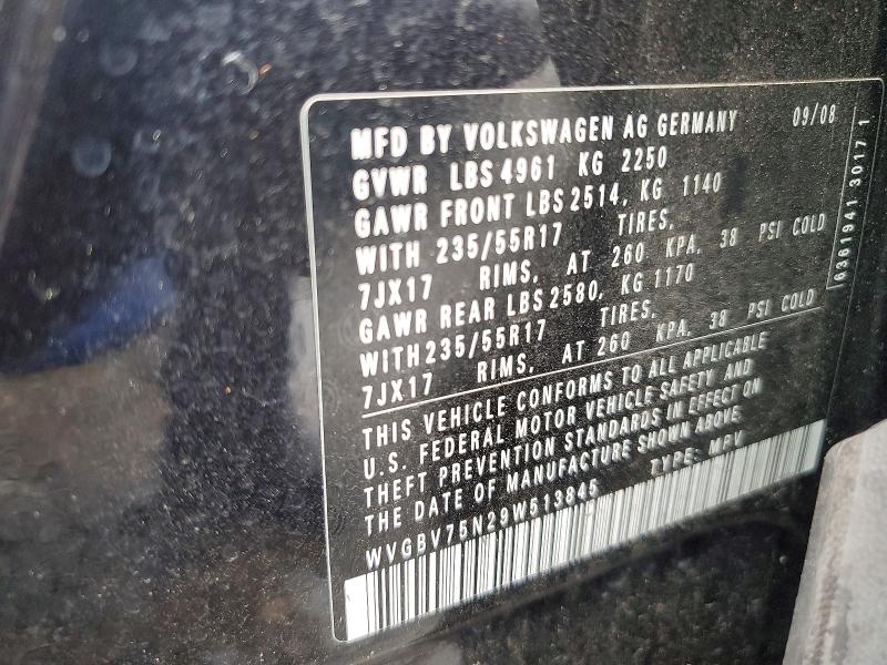 Продаж на аукціоні авто 2009 Volkswagen Tiguan, vin: WVGBV75N29W513845, номер лоту: 67377486