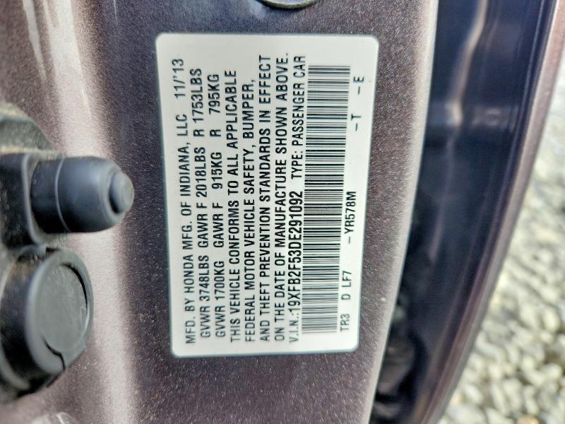 Aukcja sprzedaży 2013 Honda Civic, vin: 19XFB2F53DE291092, numer aukcji: 69246686