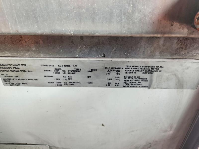 67474036 :رقم المزاد ، JALB4T174H7W00368 vin ، 2017 Isuzu Npr مزاد بيع