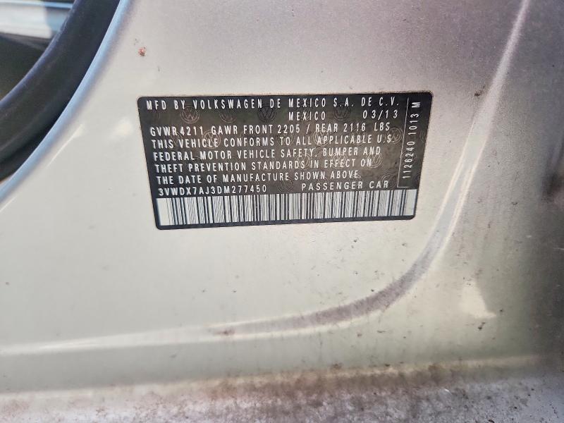 Продаж на аукціоні авто 2013 Volkswagen Jetta, vin: 3VWDX7AJ3DM277450, номер лоту: 70549506