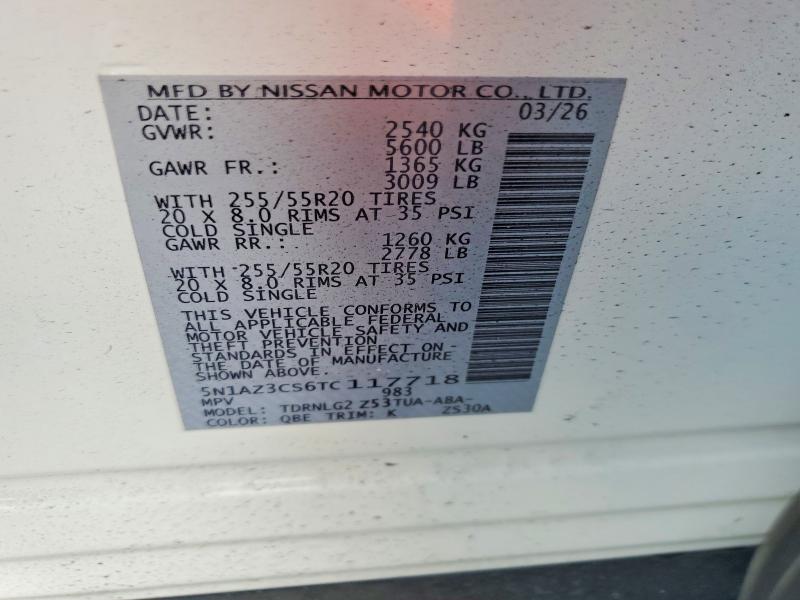 2026 Nissan Murano მანქანა იყიდება აუქციონზე, vin: 5N1AZ3CS6TC117718, აუქციონის ნომერი: 67112696