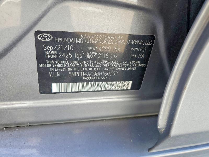 69165686 :رقم المزاد ، 5NPEB4AC9BH160352 vin ، 2011 Hyundai Sonata مزاد بيع