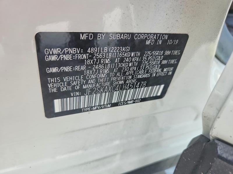 68337836 :رقم المزاد ، JF2SKAXC4LH451478 vin ، 2020 Subaru Forester مزاد بيع