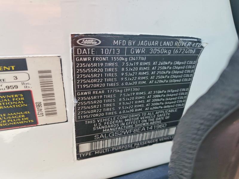 68693646 :رقم المزاد ، SALGS2WF8EA141960 vin ، 2014 Land Rover Range Rover مزاد بيع