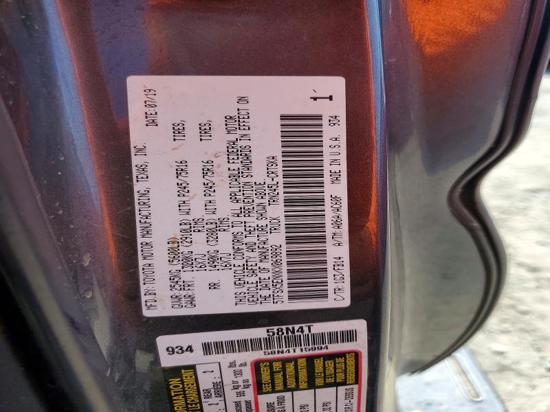 67892386 :رقم المزاد ، 5TFSX5ENXKX069892 vin ، 2019 Toyota Tacoma مزاد بيع