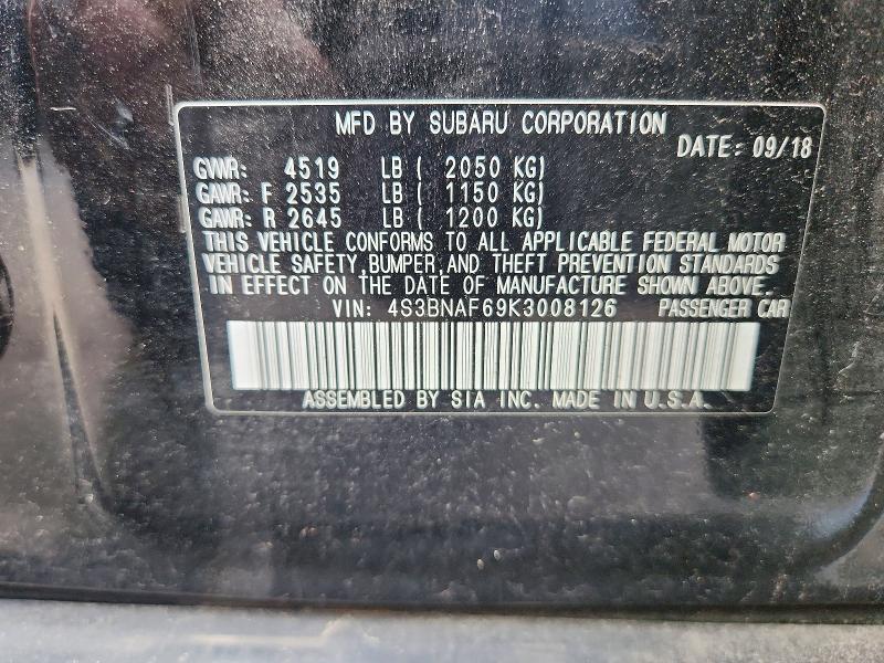 Продаж на аукціоні авто 2019 Subaru Legacy, vin: 4S3BNAF69K3008126, номер лоту: 67044926