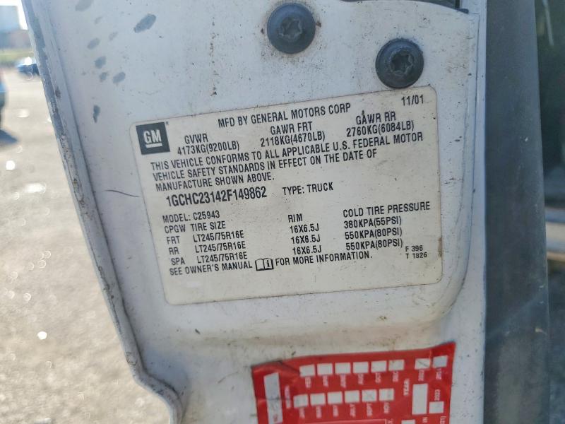 69879226 :رقم المزاد ، 1GCHC23142F149862 vin ، 2002 Chevrolet Silverado مزاد بيع